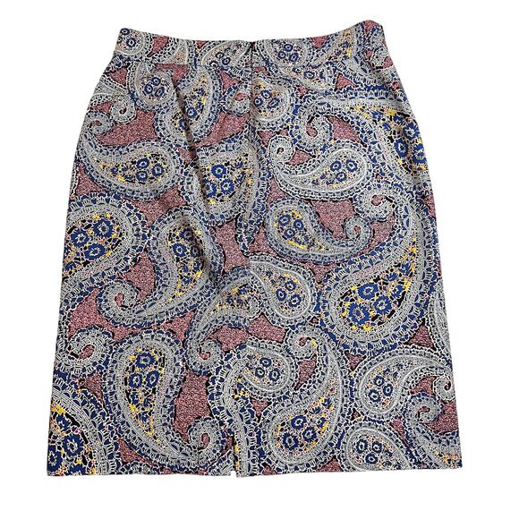 J. Crew No. 2 Paisley Print Lined Pencil Skirt Size 12 Knee Length Business - Picture 4 of 11